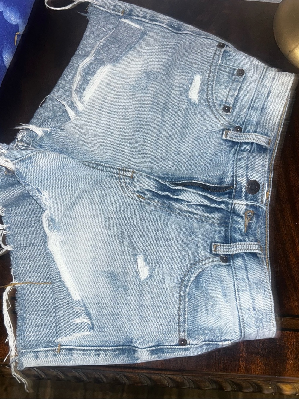 pistola Light Blue Distressed Denim Cutoff Shorts